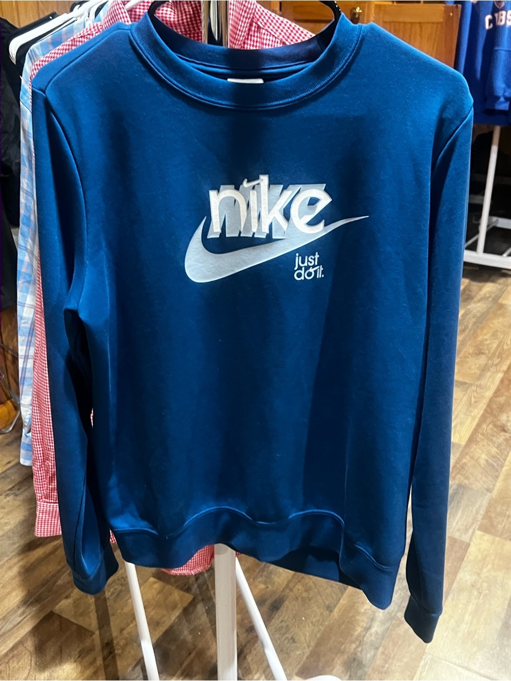 Nike Navy Blue Sweatshirt with White Swoosh